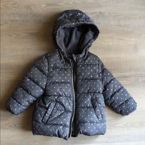 Toddler girl polka dot puffer jacket